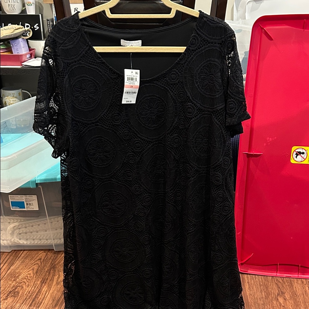 Charter Club Black Lace Midi Dress
